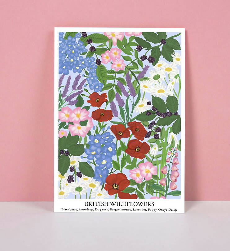 British Wildflower A4 Art Print