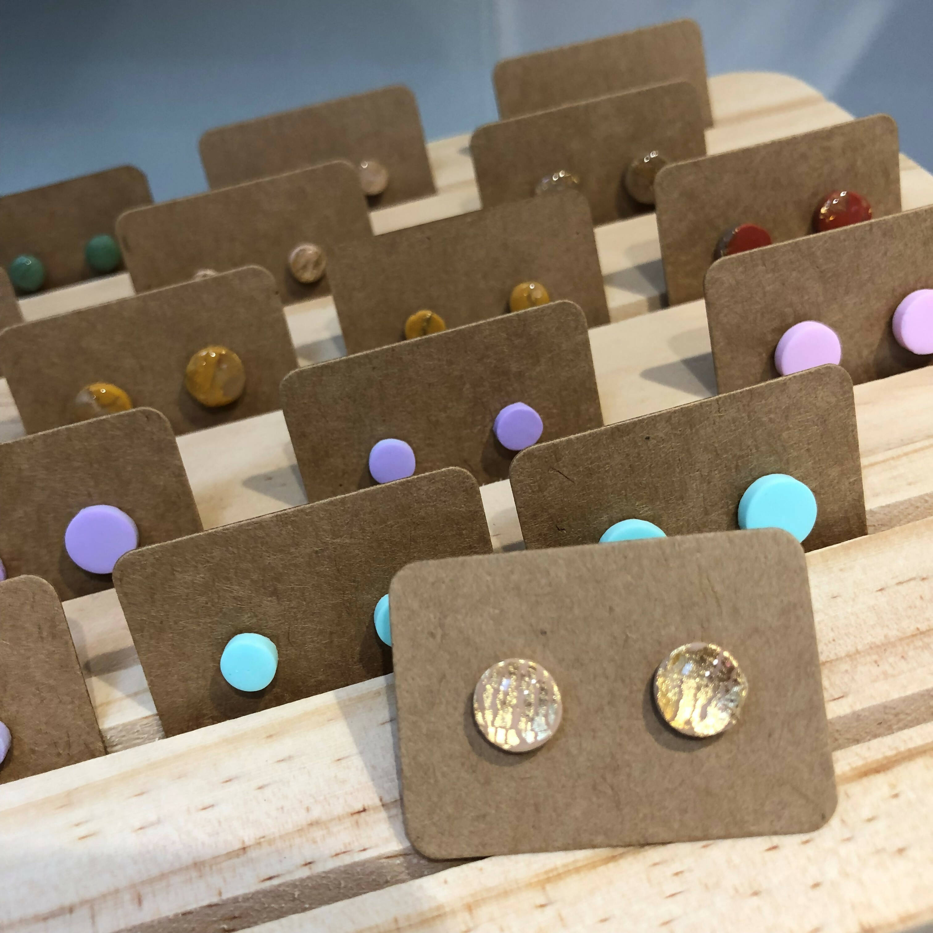 Dot Stud Polymer Clay Earrings: Medium