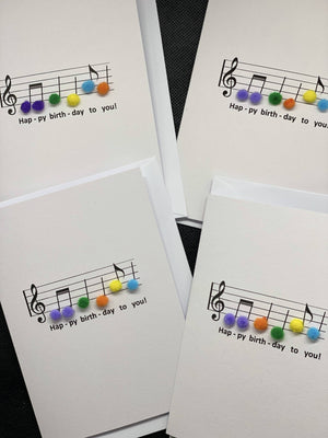 Happy Birthday Music Notes - Pom Pom greeting card