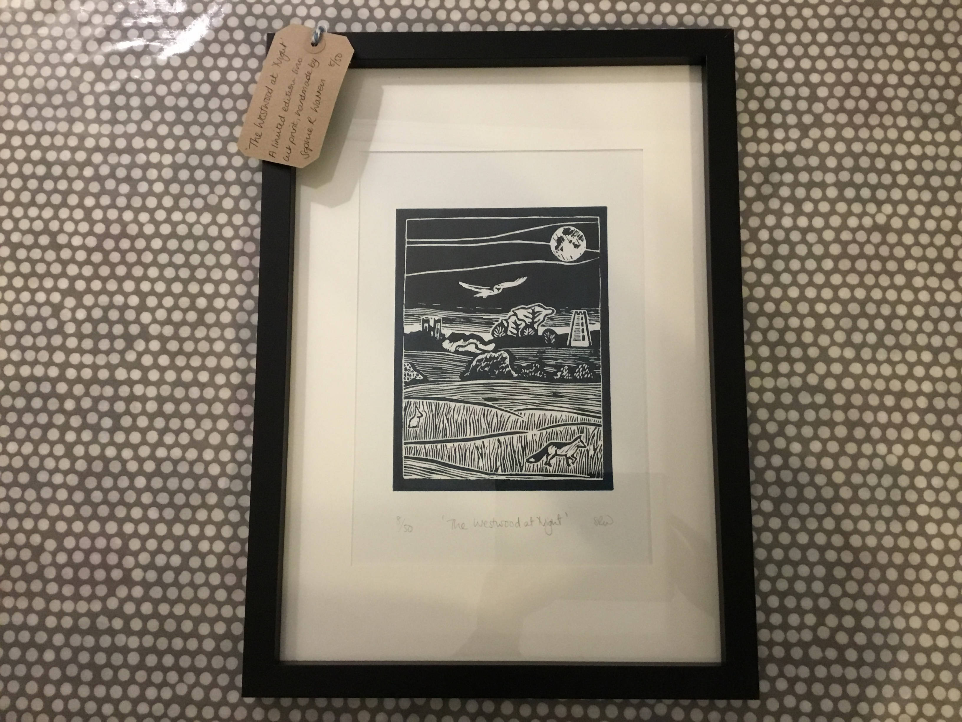 The Westwood at Night Framed Lino Cut Print