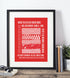 Hull KR Art Print RED RED ROBIN LYRICS Design in Red