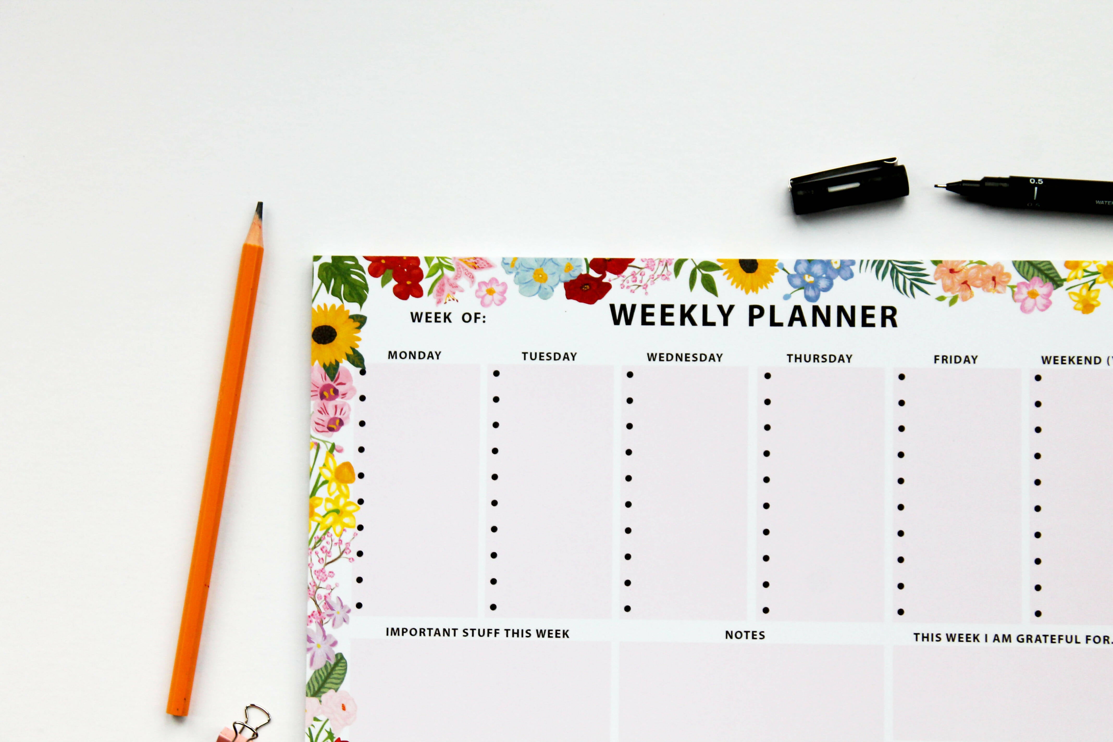 Weekly Planner Tear Off Desk Pad A4