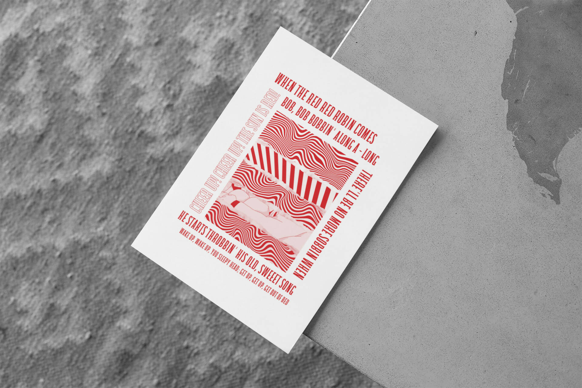 Hull KR Art Print RED RED ROBIN LYRICS Design in White