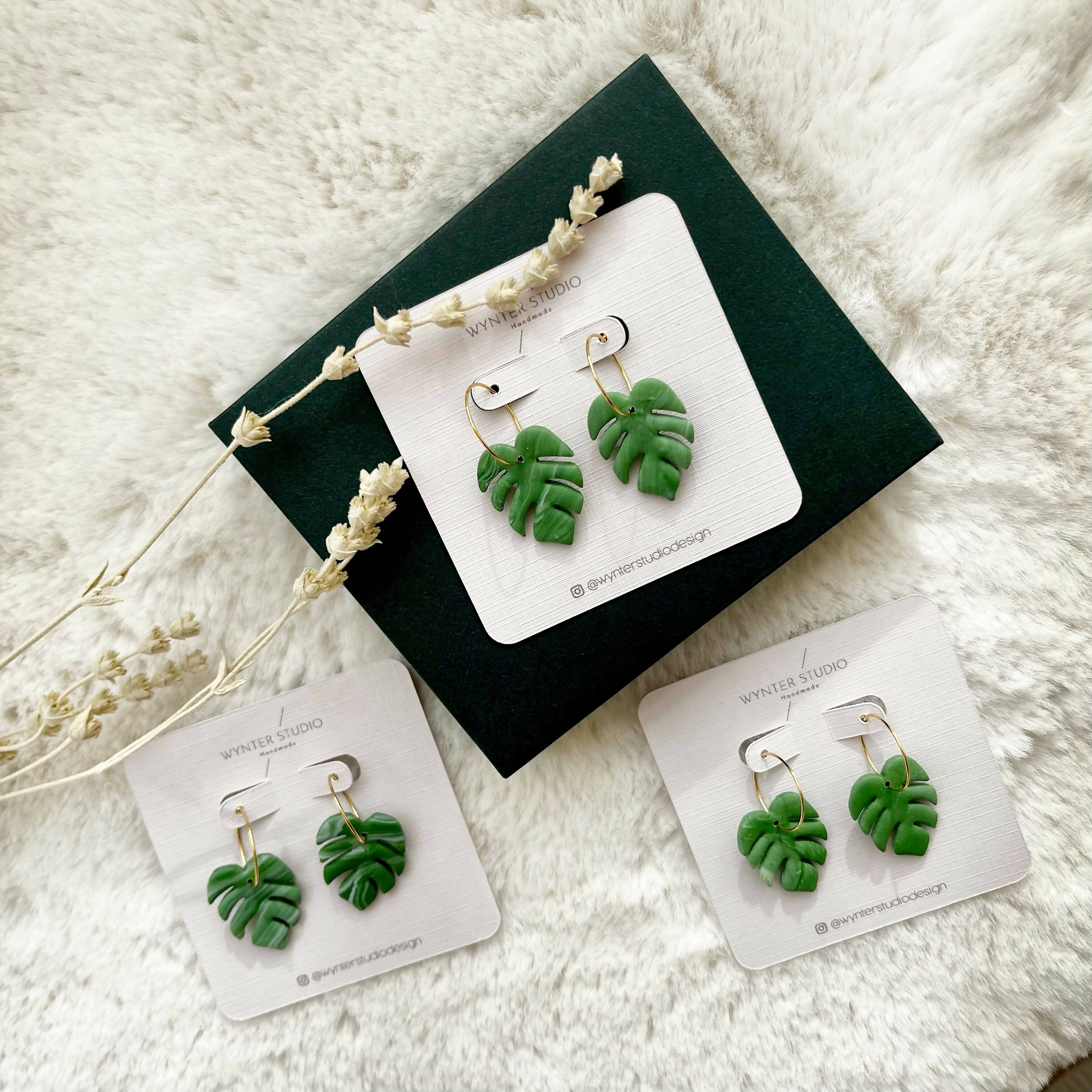 Monstera Clay Earrings