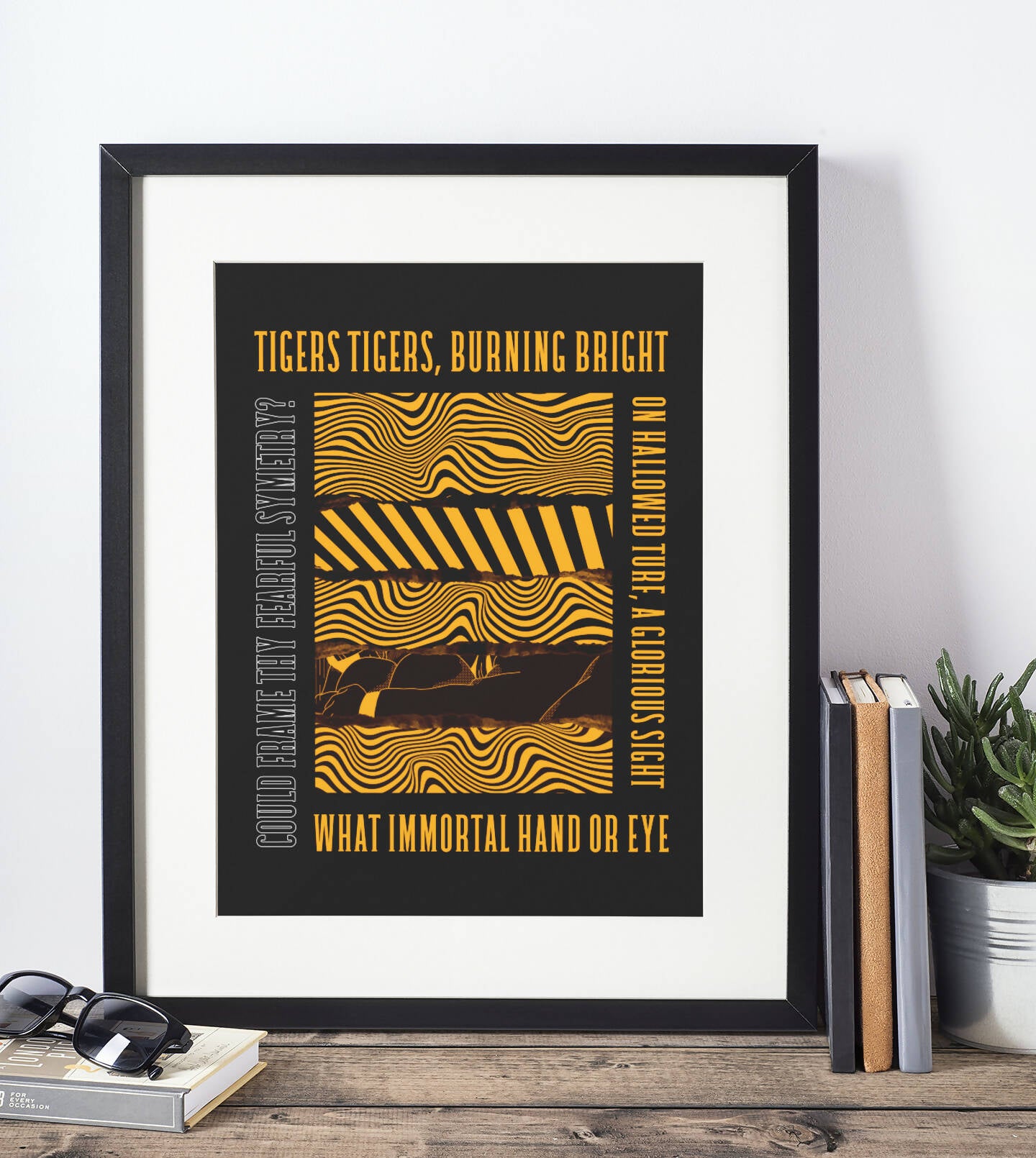 Hull City Art Print TIGERS TIGERS LYRICS Design in Black