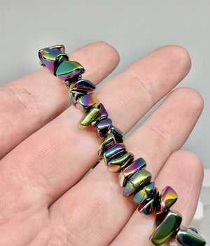 Rainbow hematite chip bracelet