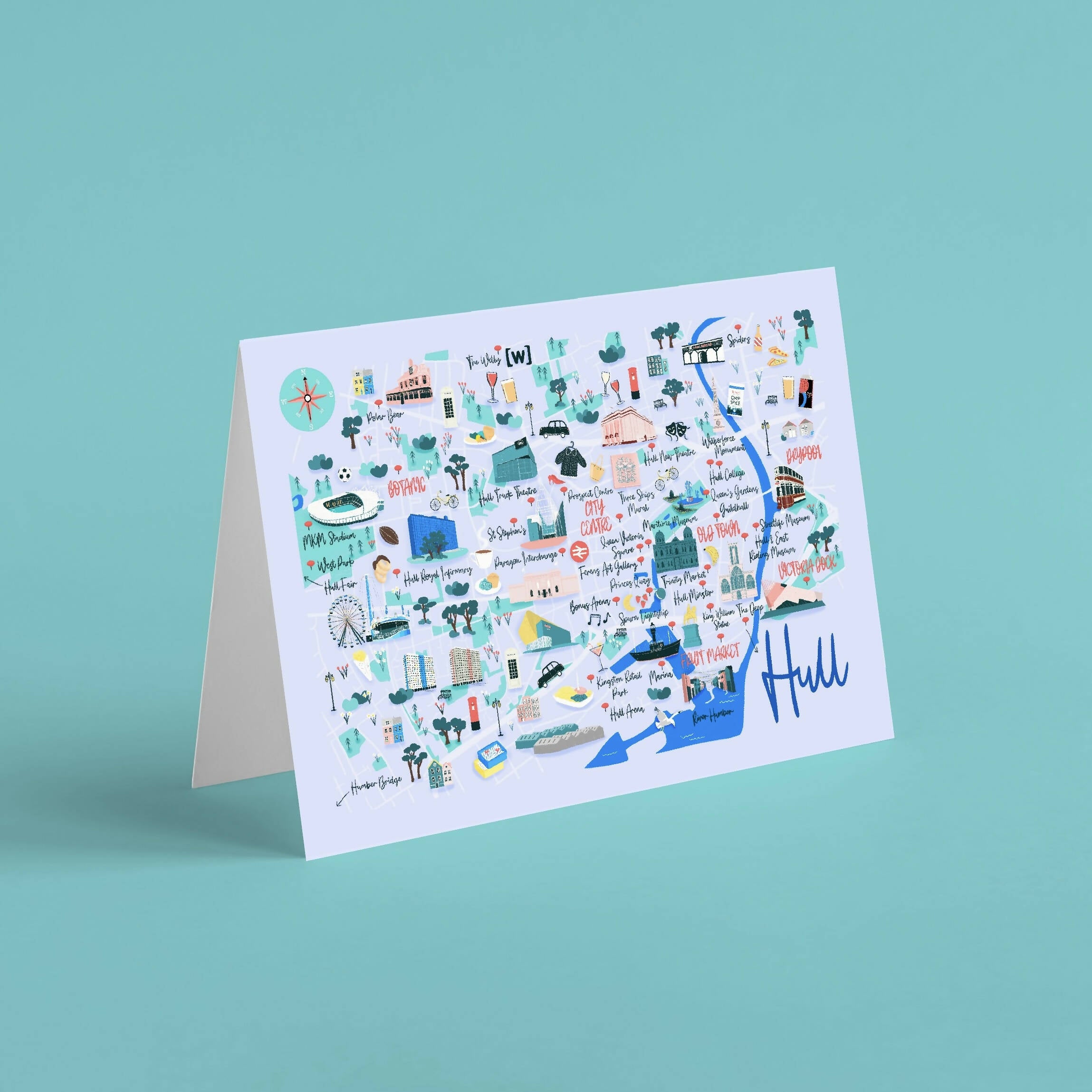 Hull Map Card | Eco-Friendly Greetings Card | Art & Soul