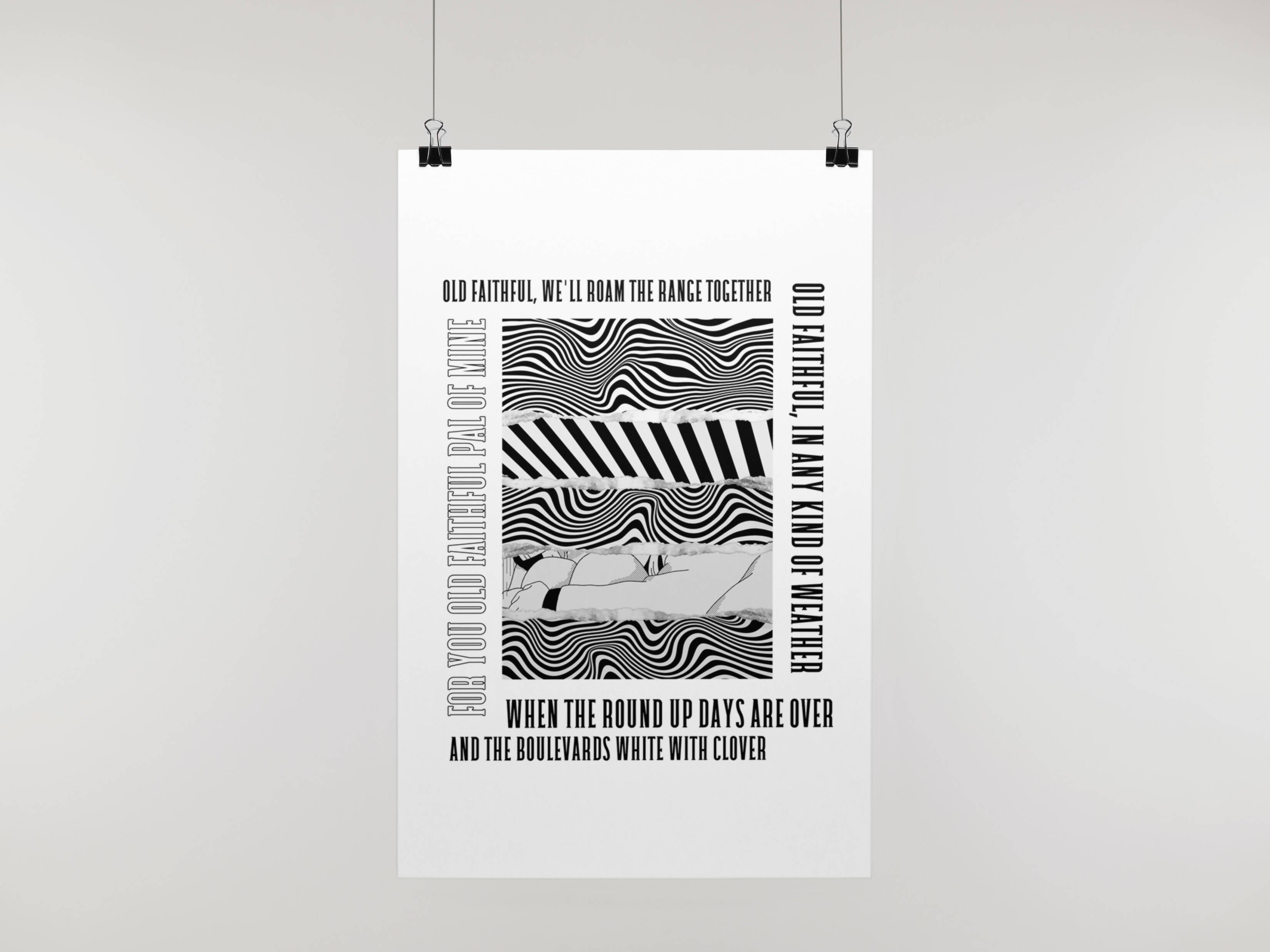 Hull FC Art Print OLD FAITHFUL LYRICS Design in White