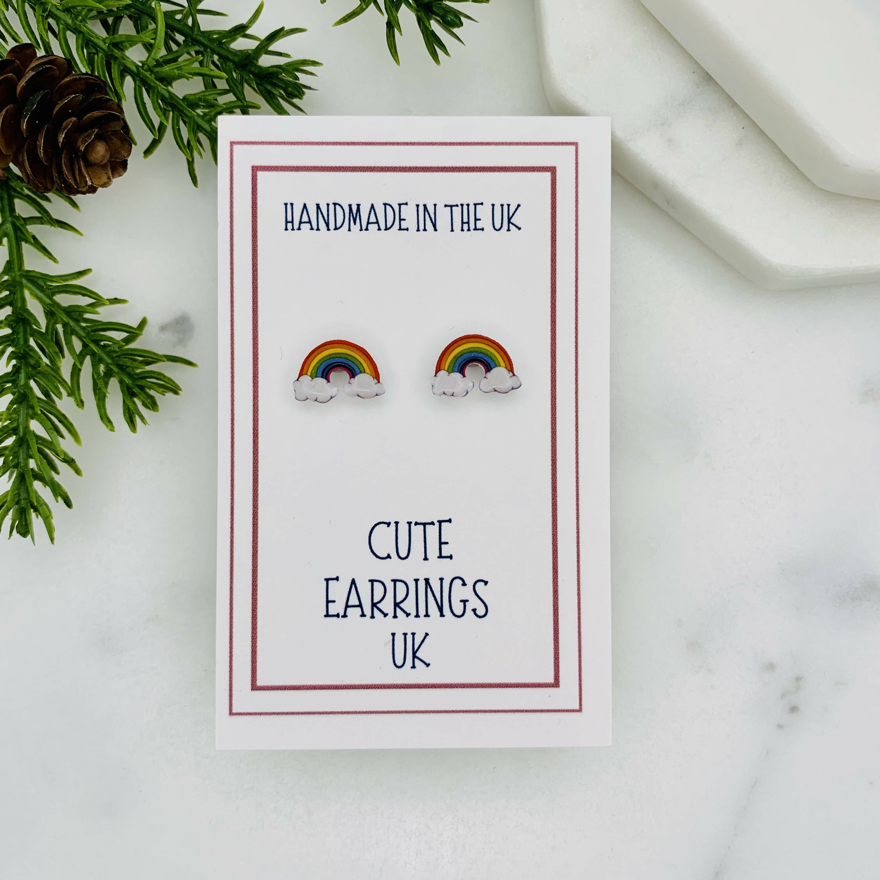 Cute Rainbow Cloud Stud Earrings - Handmade Joy | Art & Soul