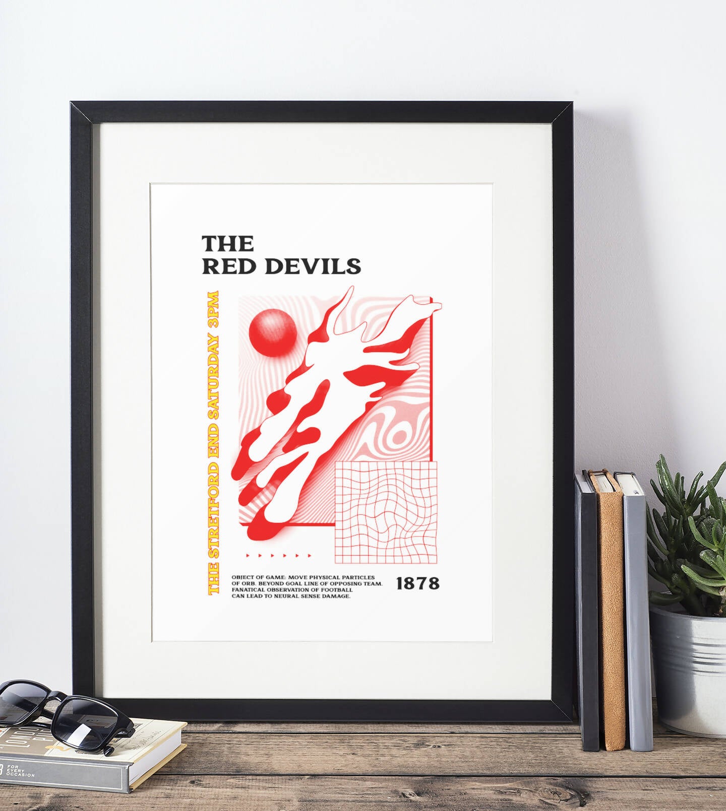 Manchester Utd Art Print PSYCHEDELIC Design in White