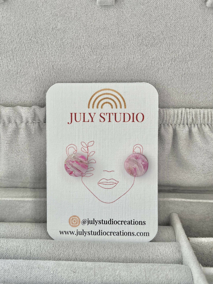 Pink Marble No. 1 - Handmade Polymer Clay Earrings