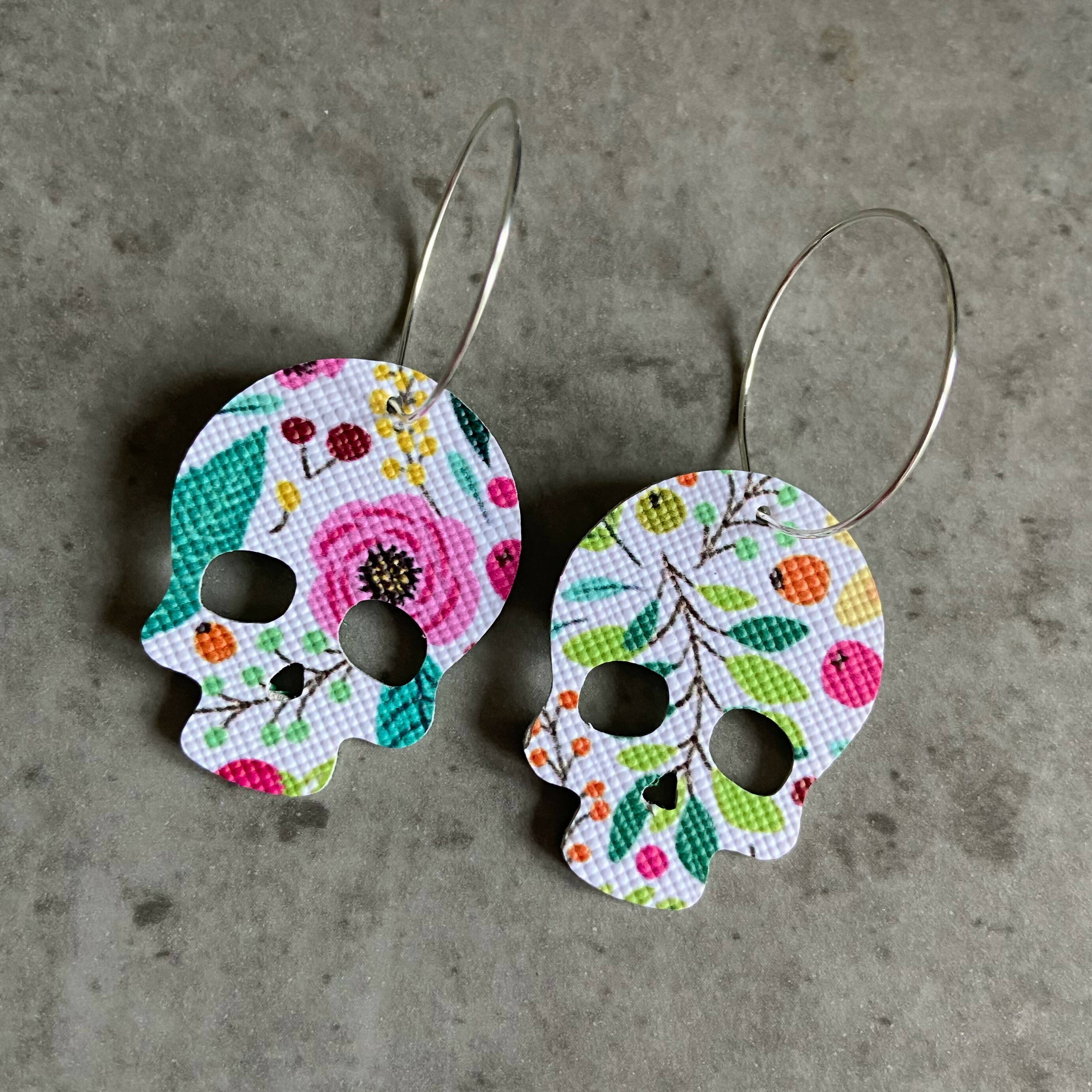 Flowery Skull Hoops
