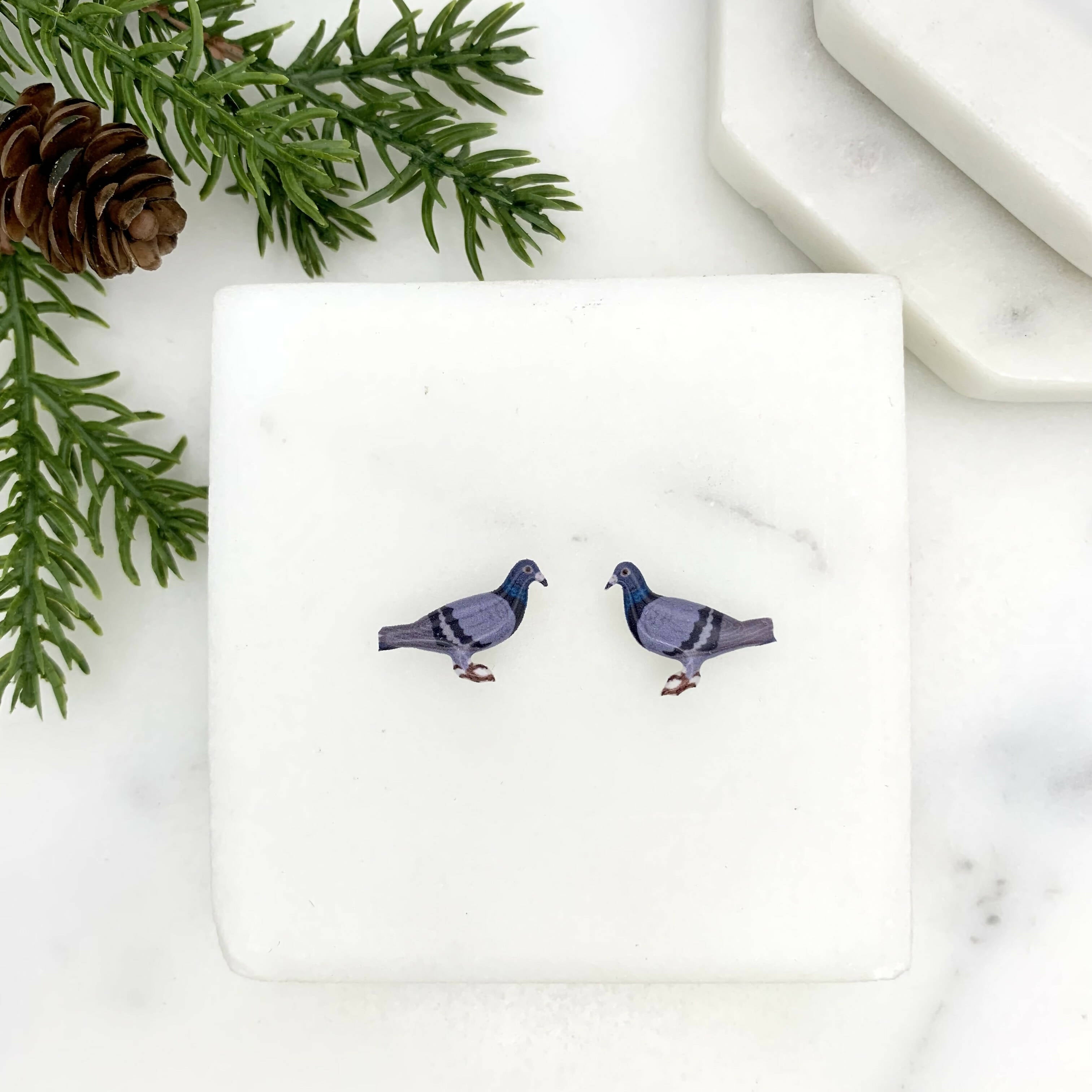 Adorable Pigeon Stud Earrings - Handmade Joy | Art & Soul