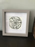 Three Hares Framed Lino Cut Print