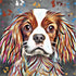KING CHARLES SPANIEL DOG COLOUR SPLASH FRAMED ARTWORK.