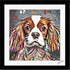 KING CHARLES SPANIEL DOG COLOUR SPLASH FRAMED ARTWORK.
