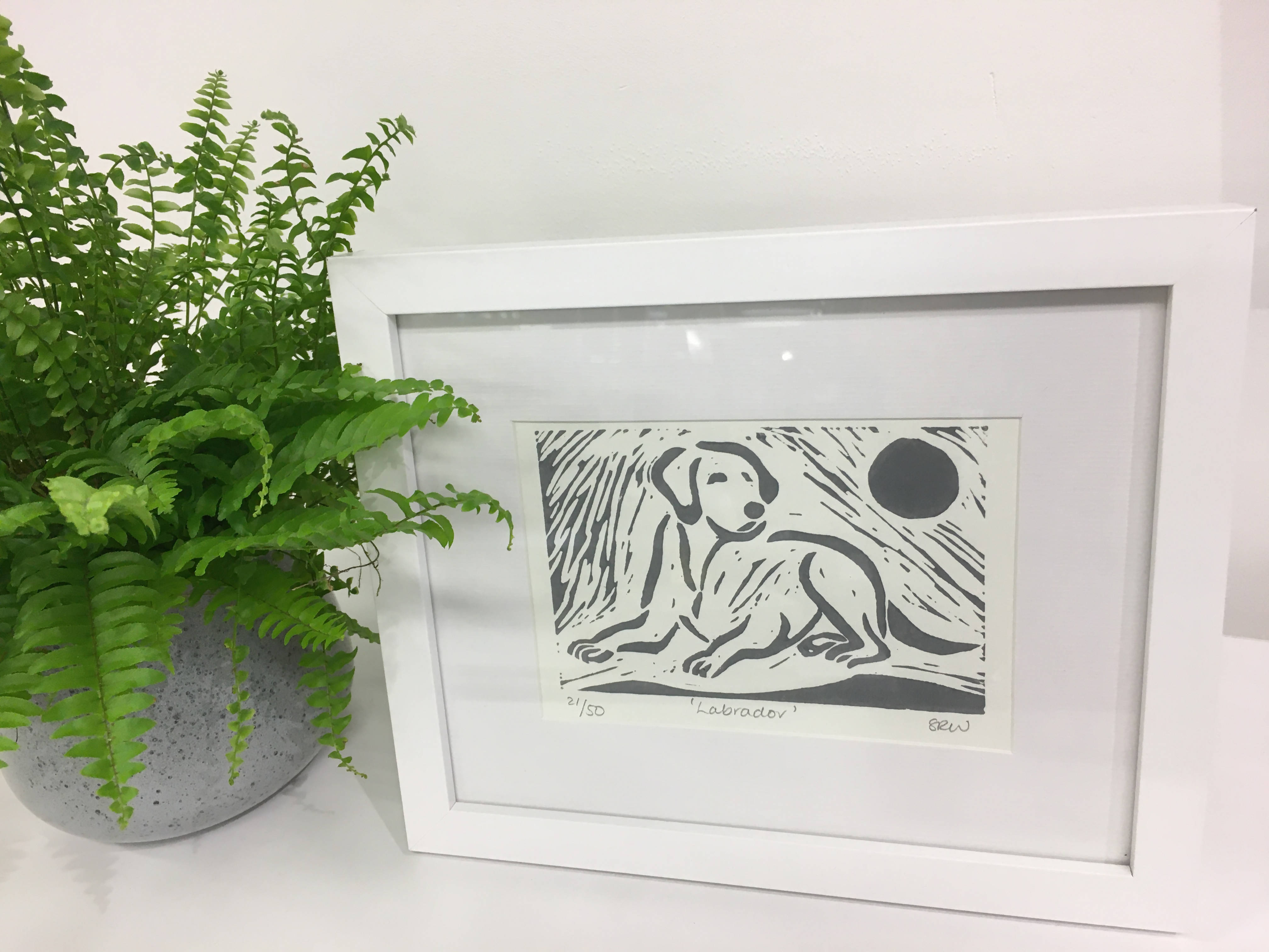 Labrador Framed Lino Cut Print