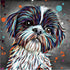 SHITZU DOG COLOUR SPLASH FRAMED ARTWORK.
