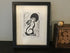 Moon Gazing Hare Framed Lino Cut Print