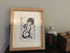 Moon Gazing Hare Framed Lino Cut Print