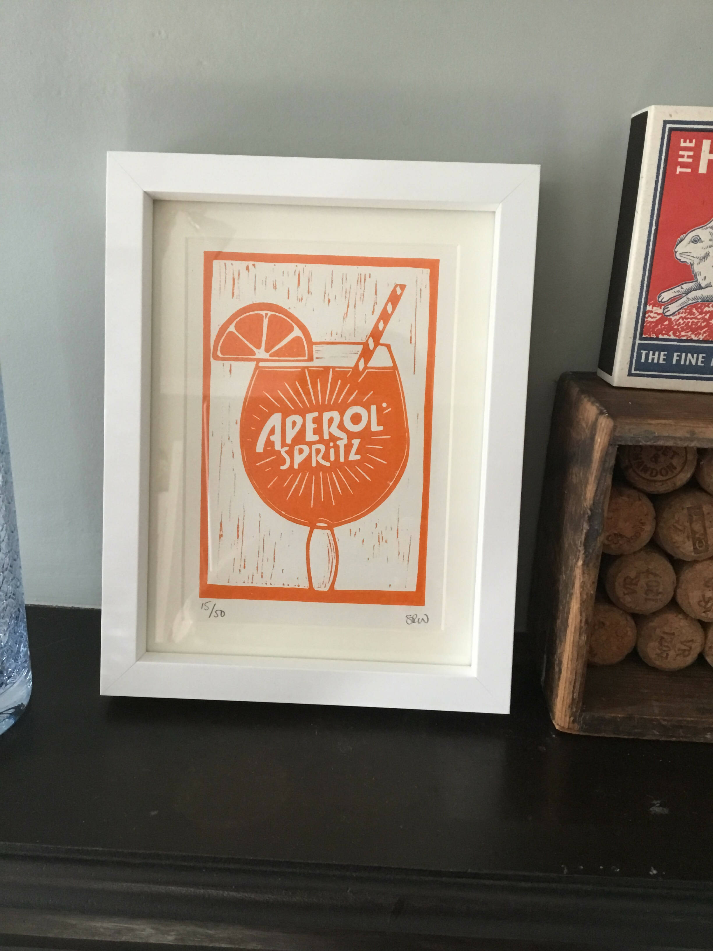 Aperol Drink Framed Lino Cut Print