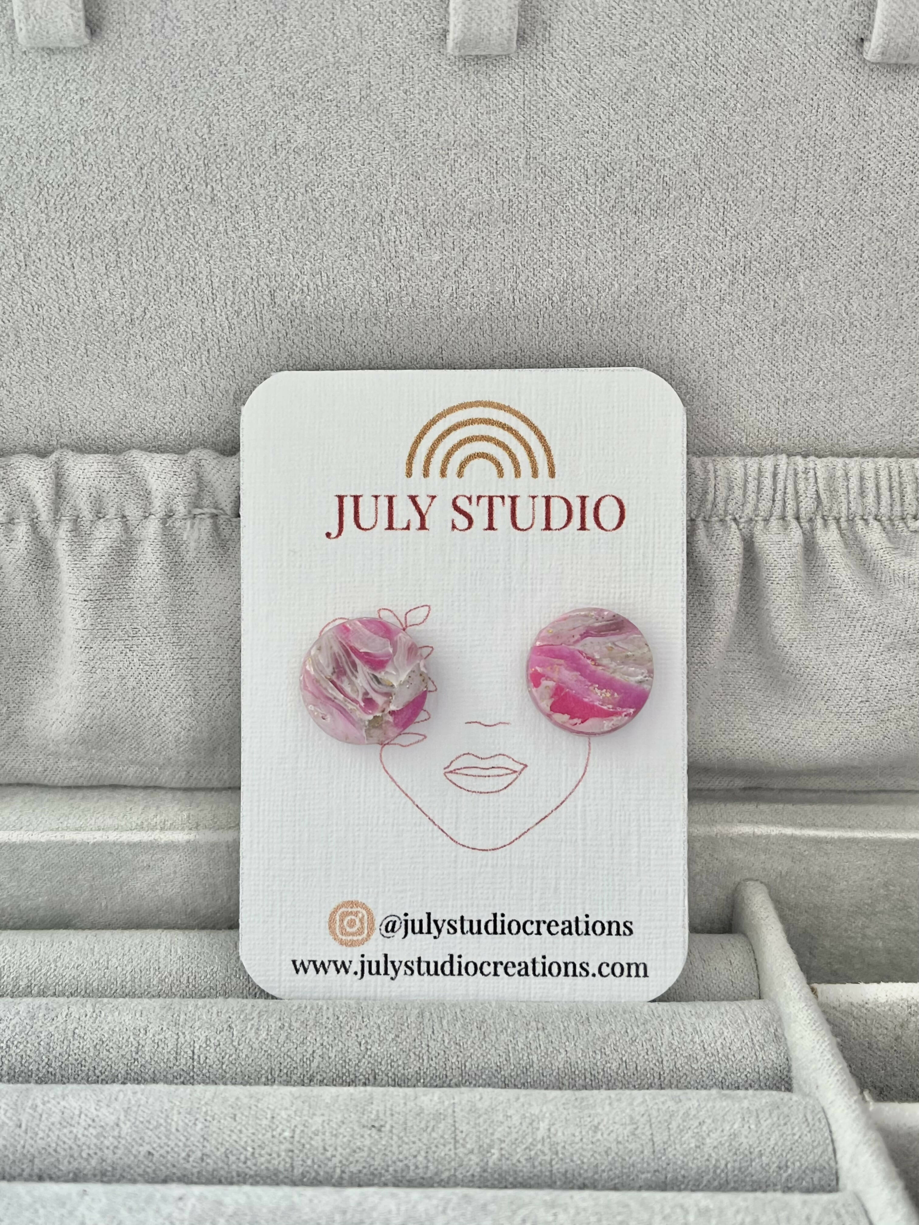 Pink Marble No. 2 - Handmade Polymer Clay Earrings