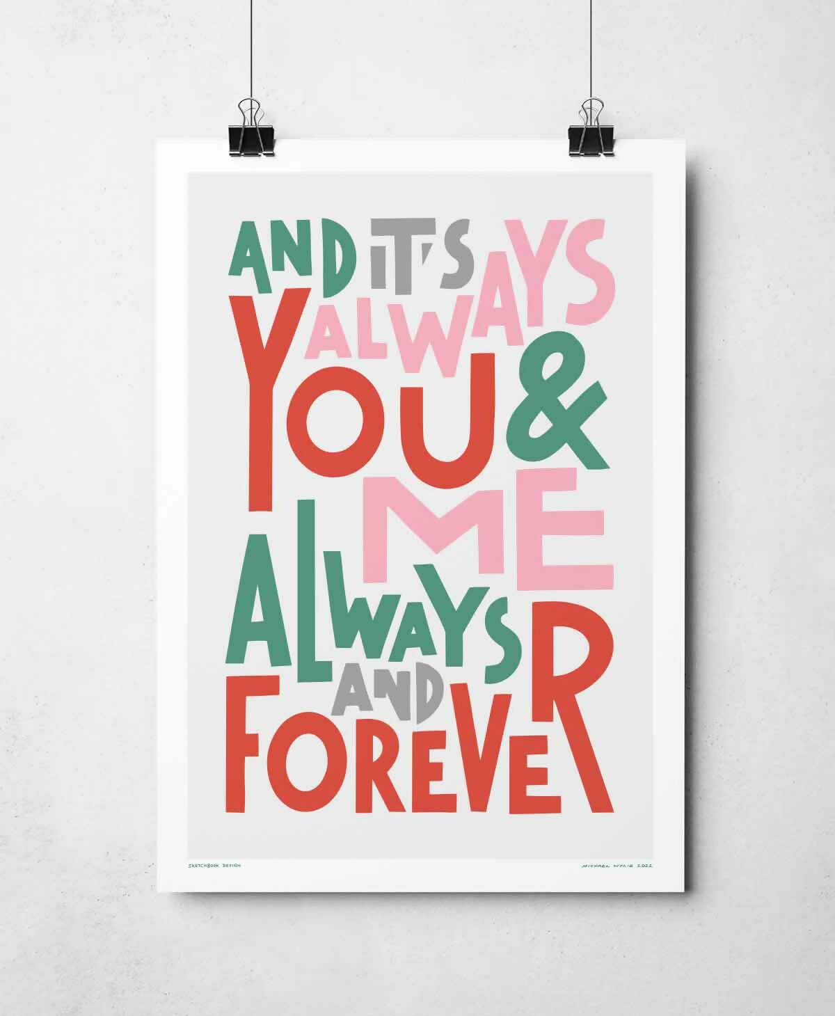 Always & Forever Print | Song Lyric Art | Art & Soul