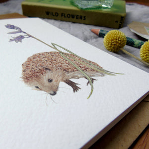Hedgehog and bluebell card
