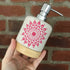 Hand Painted Dot Mandala Scandi Soap Dispenser: Dragon Fruit with White