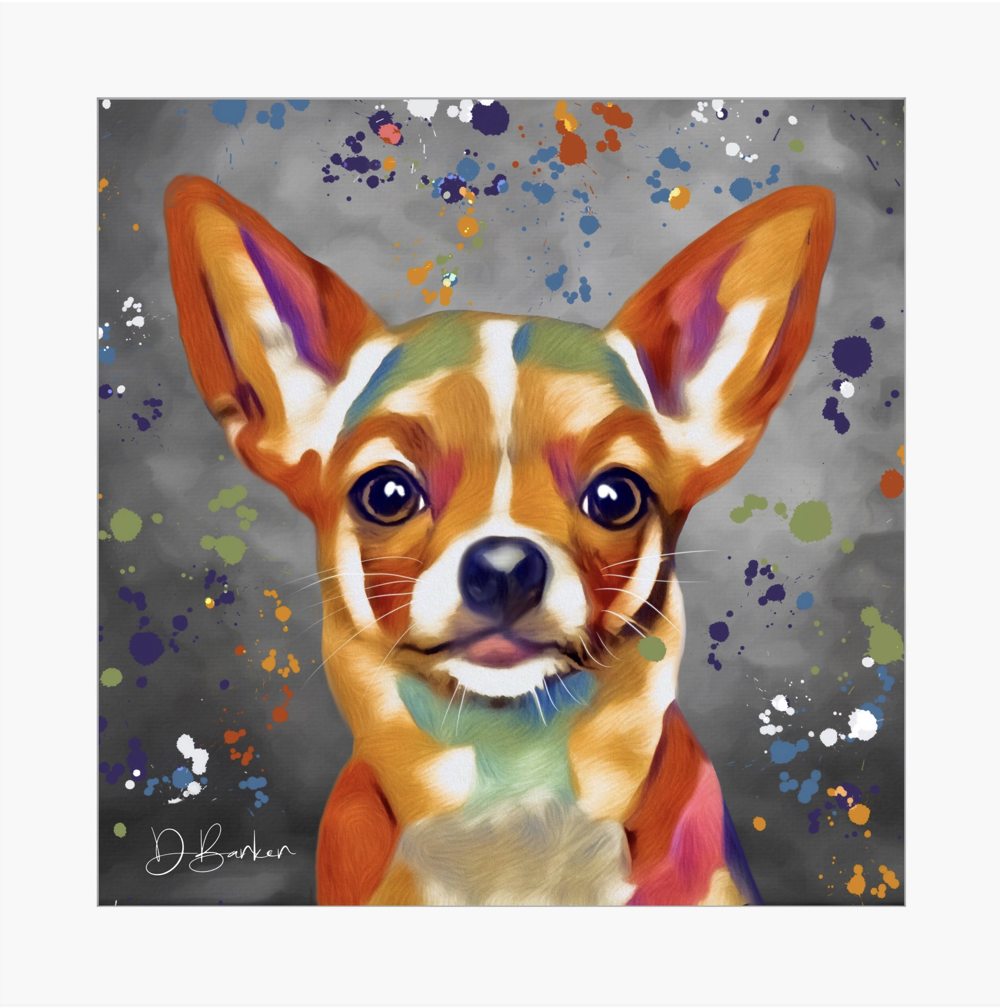 Chihuahua Dog Colour Splash Mounted Artwork | Art & Soul