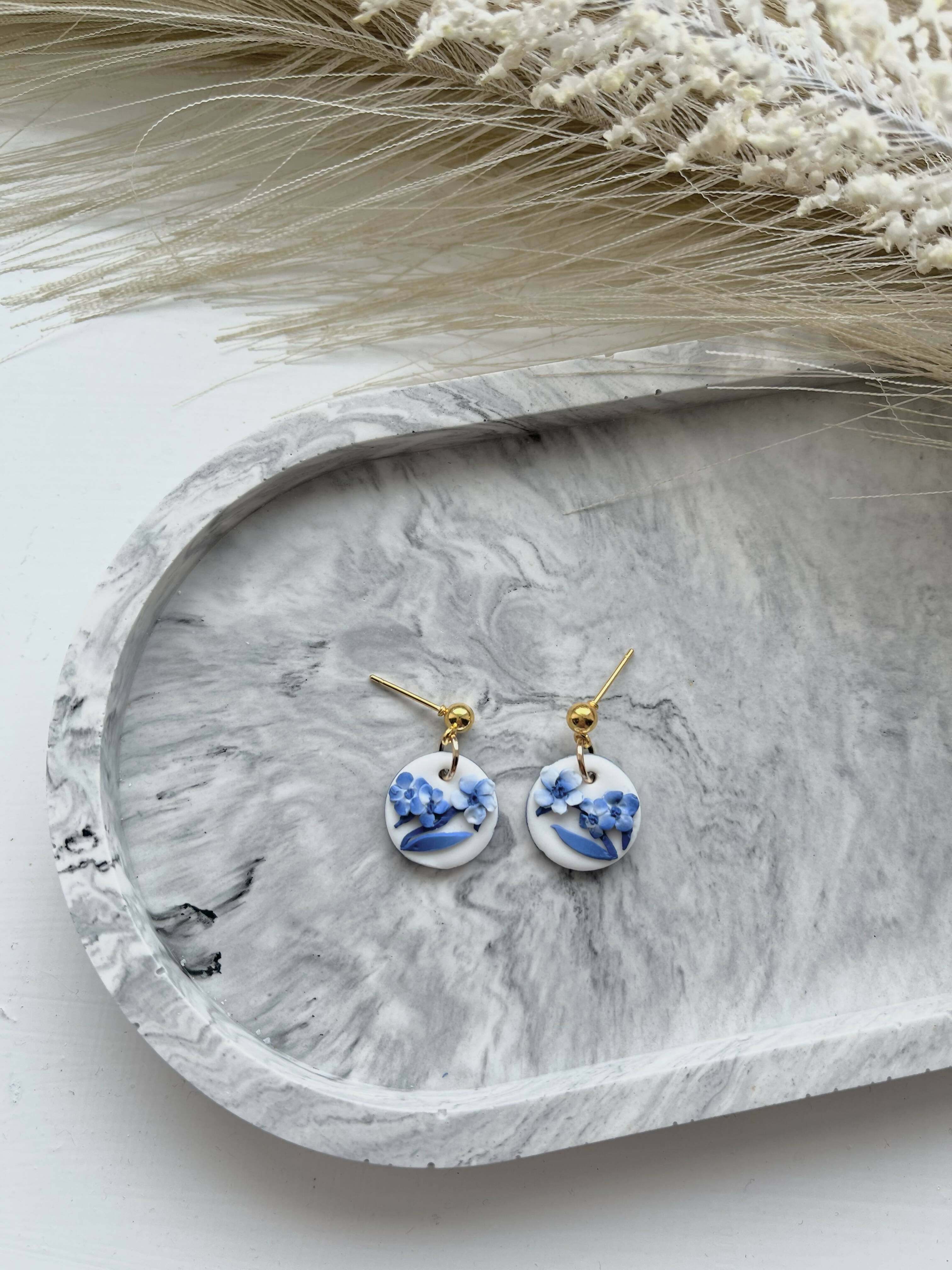 Blue China No. 6 - Handmade Polymer Clay Earrings