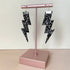 Flash Lightning Bolt Earrings in Black Grey Glitter
