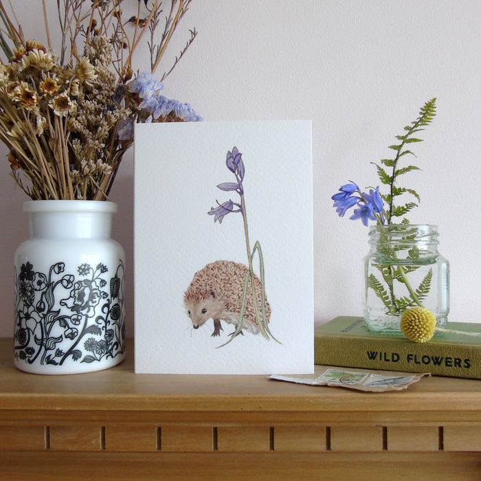 Hedgehog and bluebell card