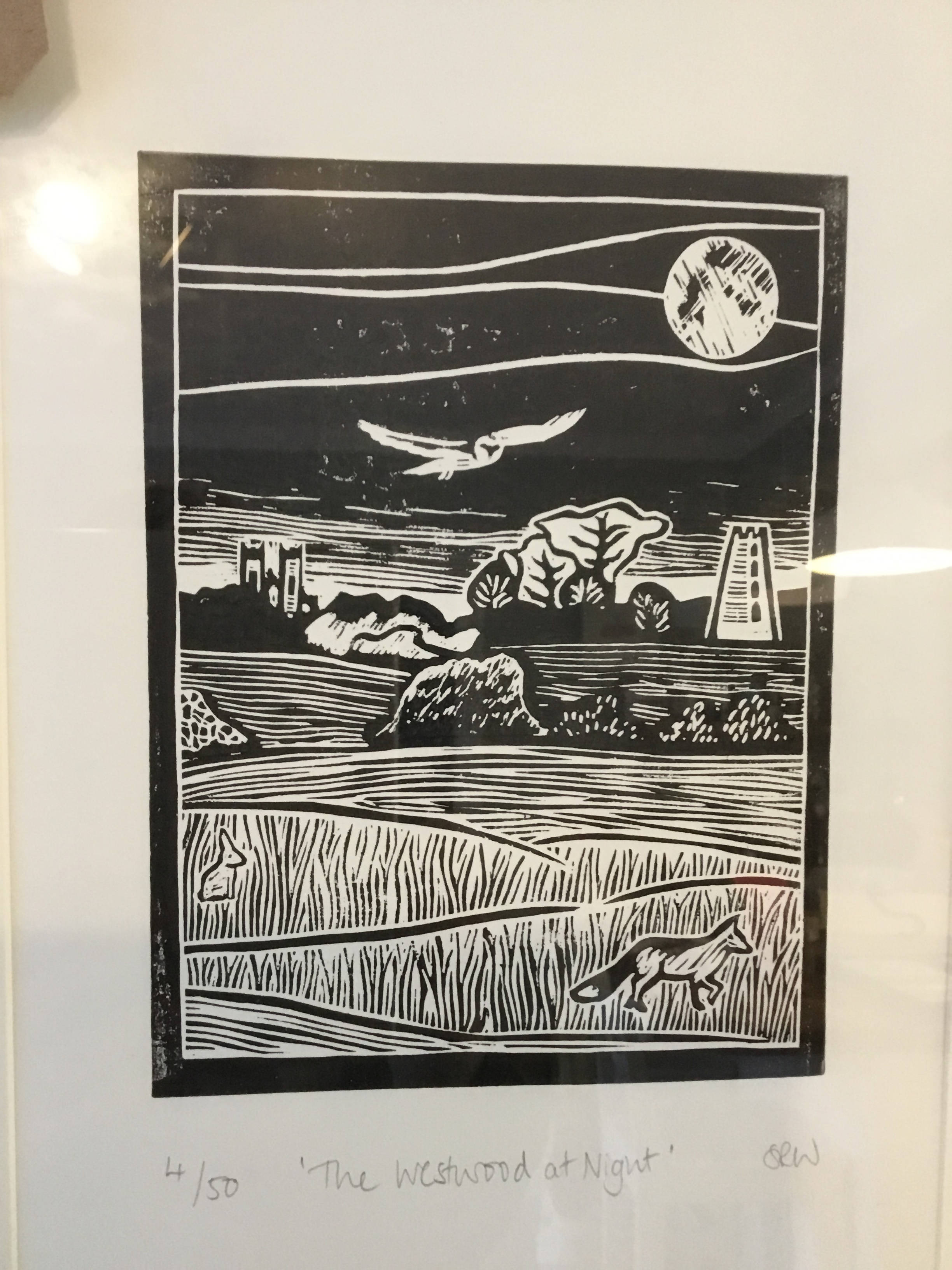 The Westwood at Night Framed Lino Cut Print