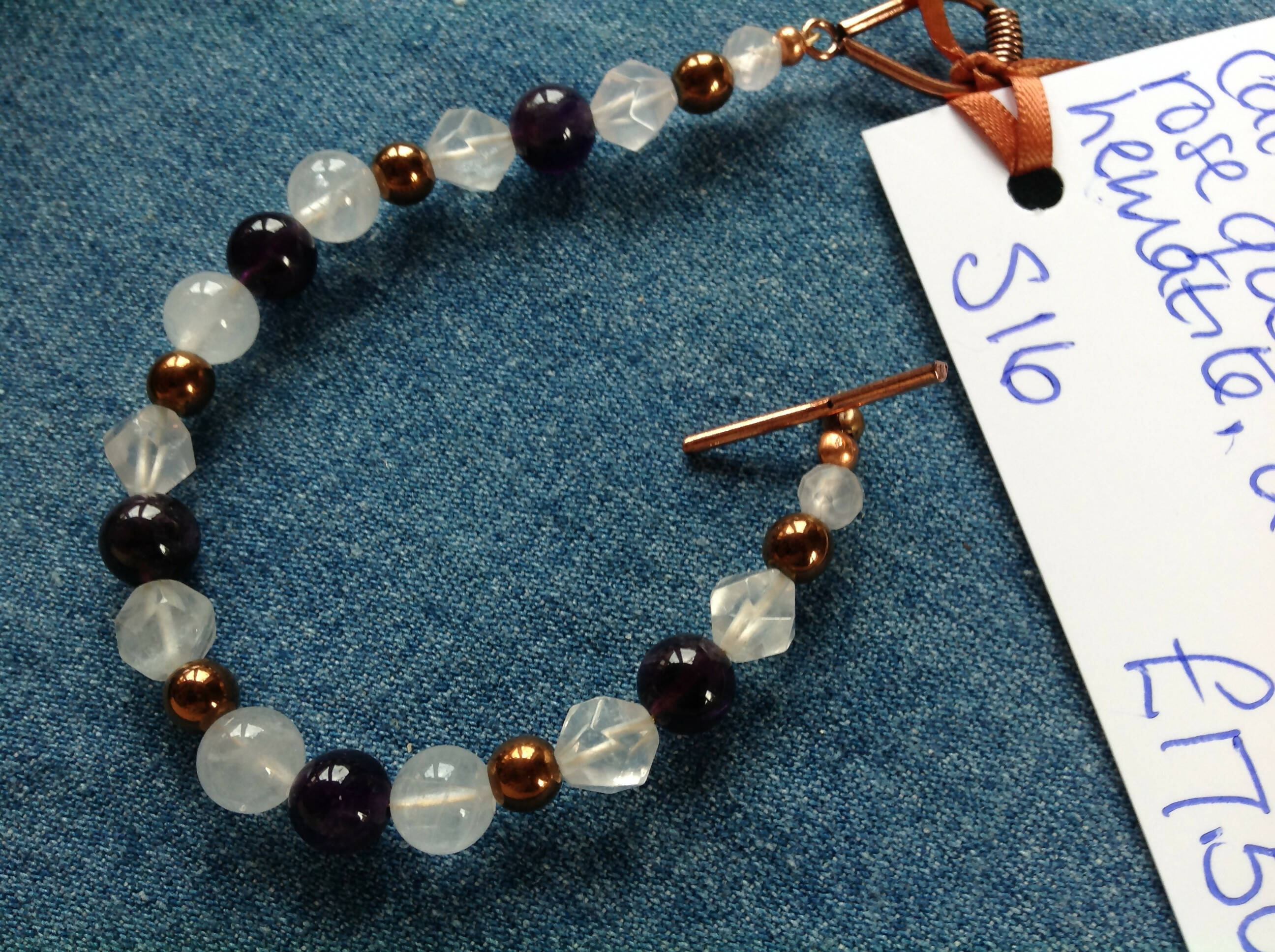 Rose Quartz, Amethyst and Copper Hematite Bracelet