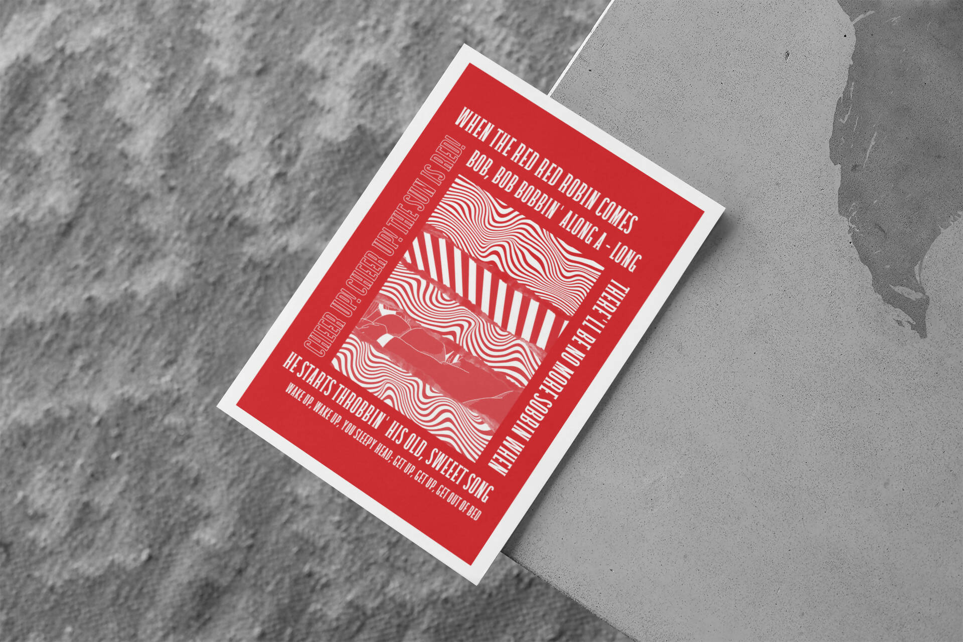 Hull KR Art Print RED RED ROBIN LYRICS Design in Red