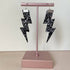 Flash Lightning Bolt Earrings in Black Grey Glitter