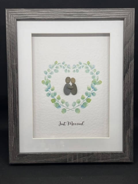 Just Married Heart Greenery - Medium