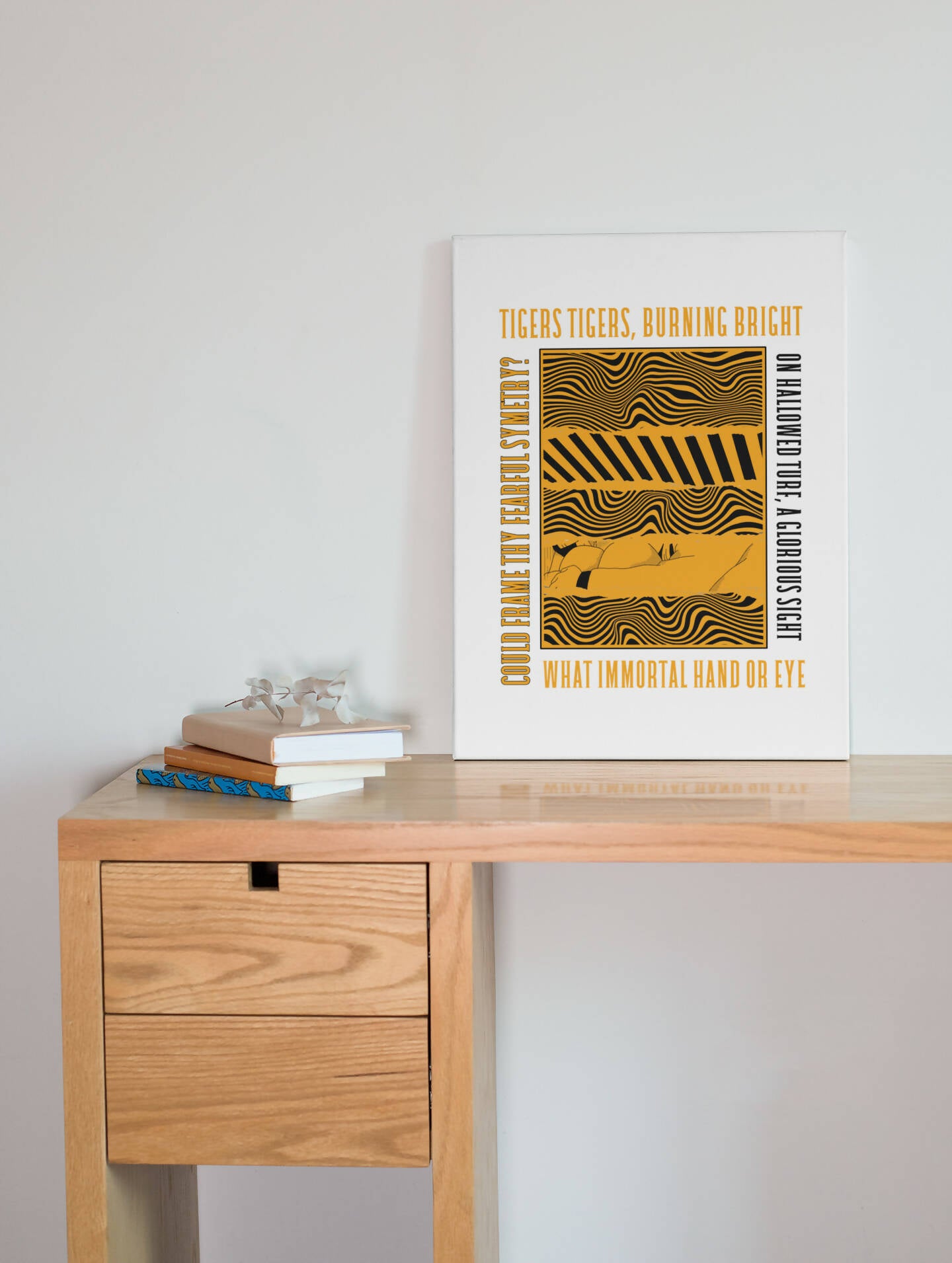 Hull City Art Print TIGERS TIGERS LYRICS Design in White