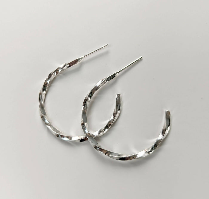 Twisted sterling silver hoops - Handmade