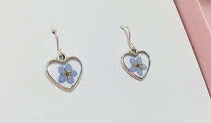 Forget Me Not Tiny Heart Earrings Sterling Silver