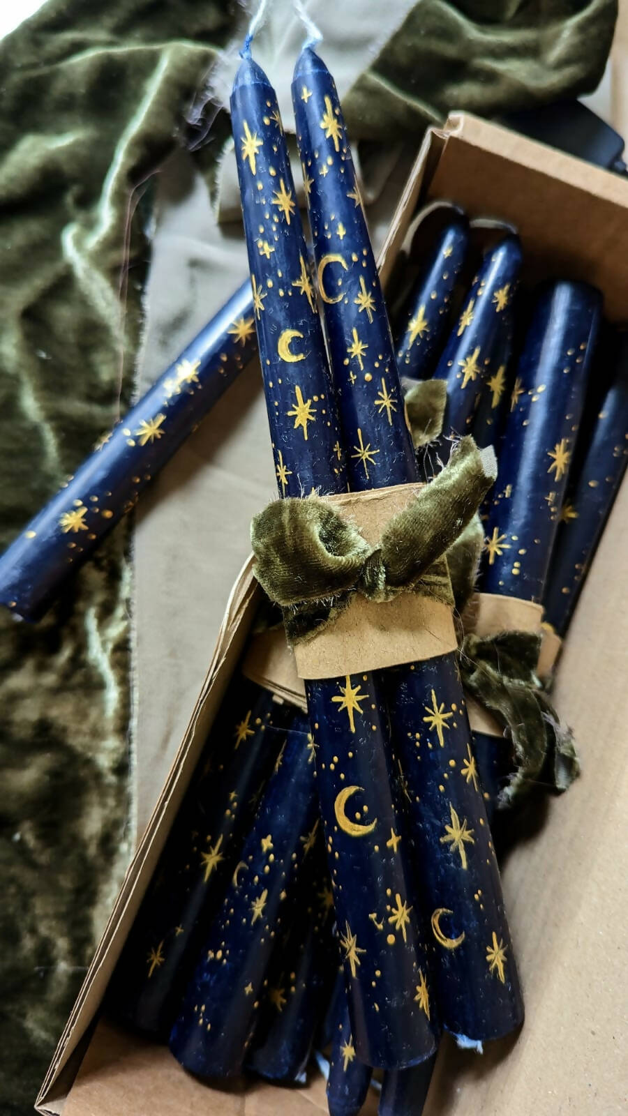 Hand Painted Star Taper Candles