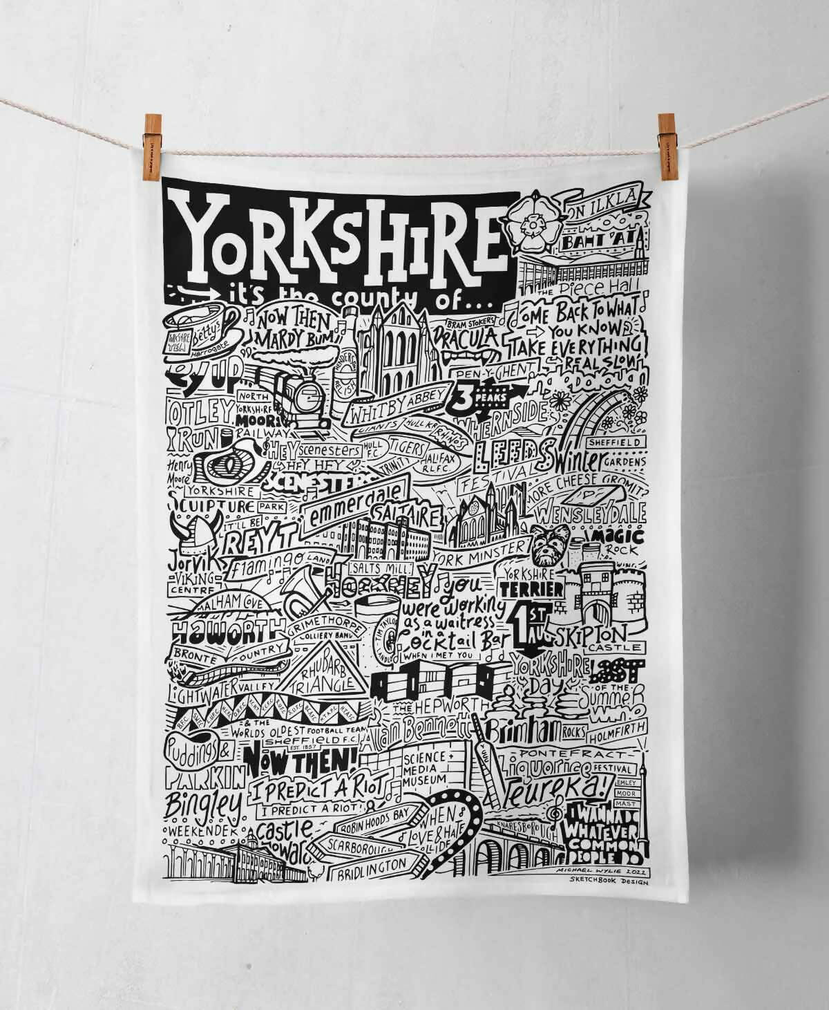 Yorkshire Tea Towel | Hand-Drawn County Landmarks | Art & Soul
