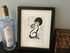 Moon Gazing Hare Framed Lino Cut Print
