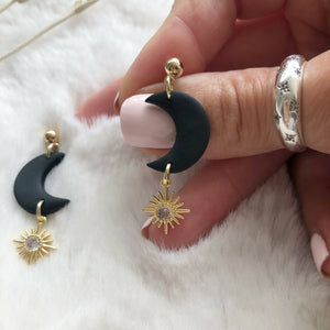 Celestial Luna Moon Clay Earrings