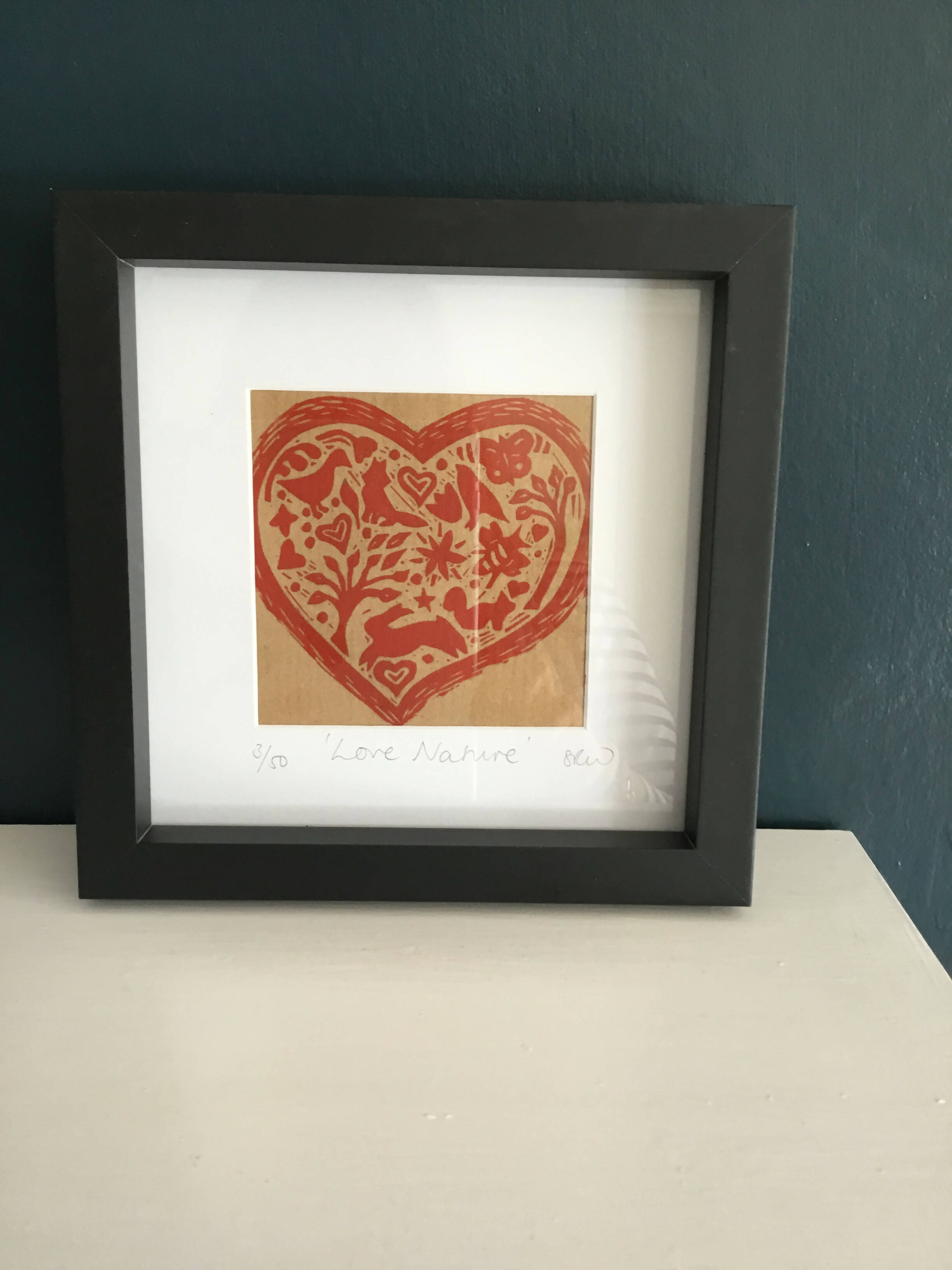 Love Nature Framed Lino Cut Print