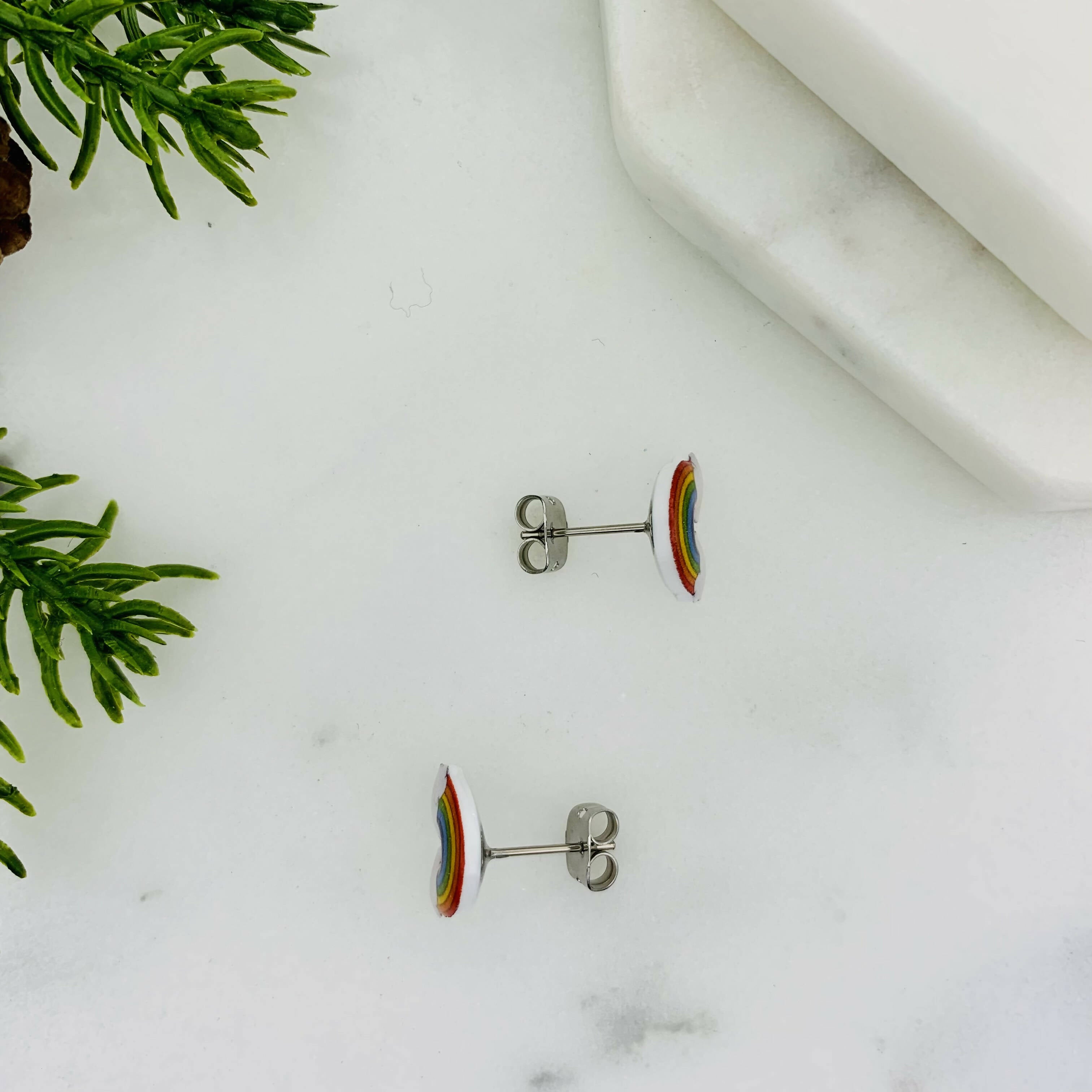 Cute Rainbow Cloud Stud Earrings - Handmade Joy | Art & Soul