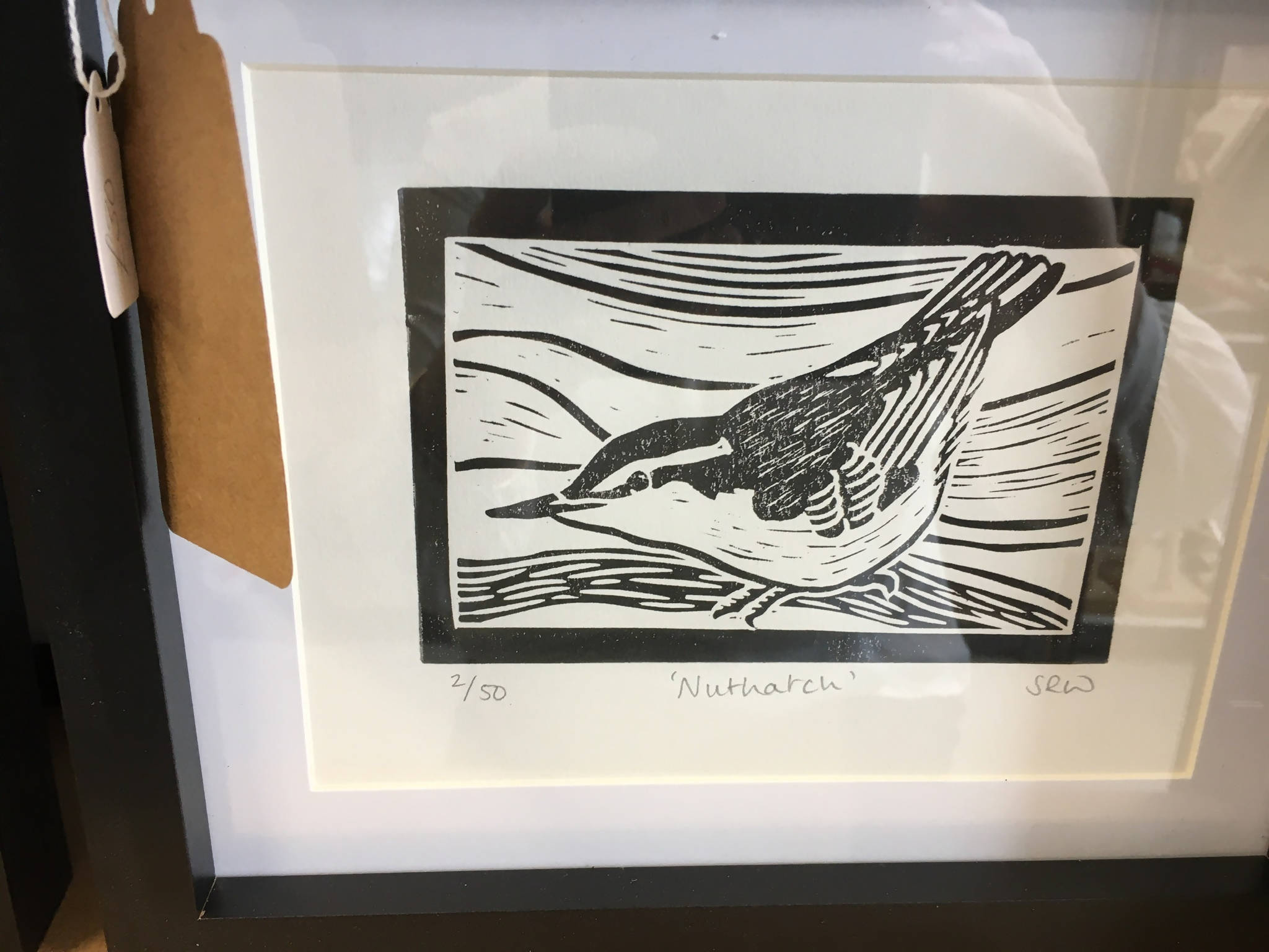 Nuthatch Framed Lino Cut Print