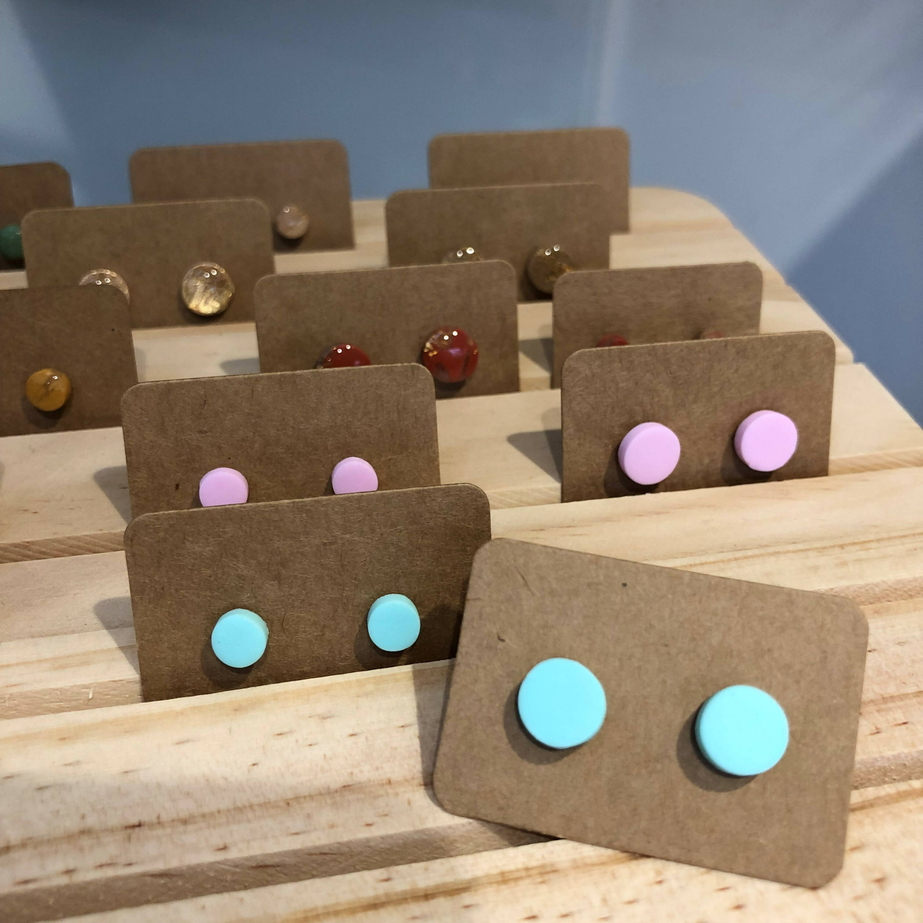 Pastel Collection; Dot Stud Polymer Clay Earrings: Medium