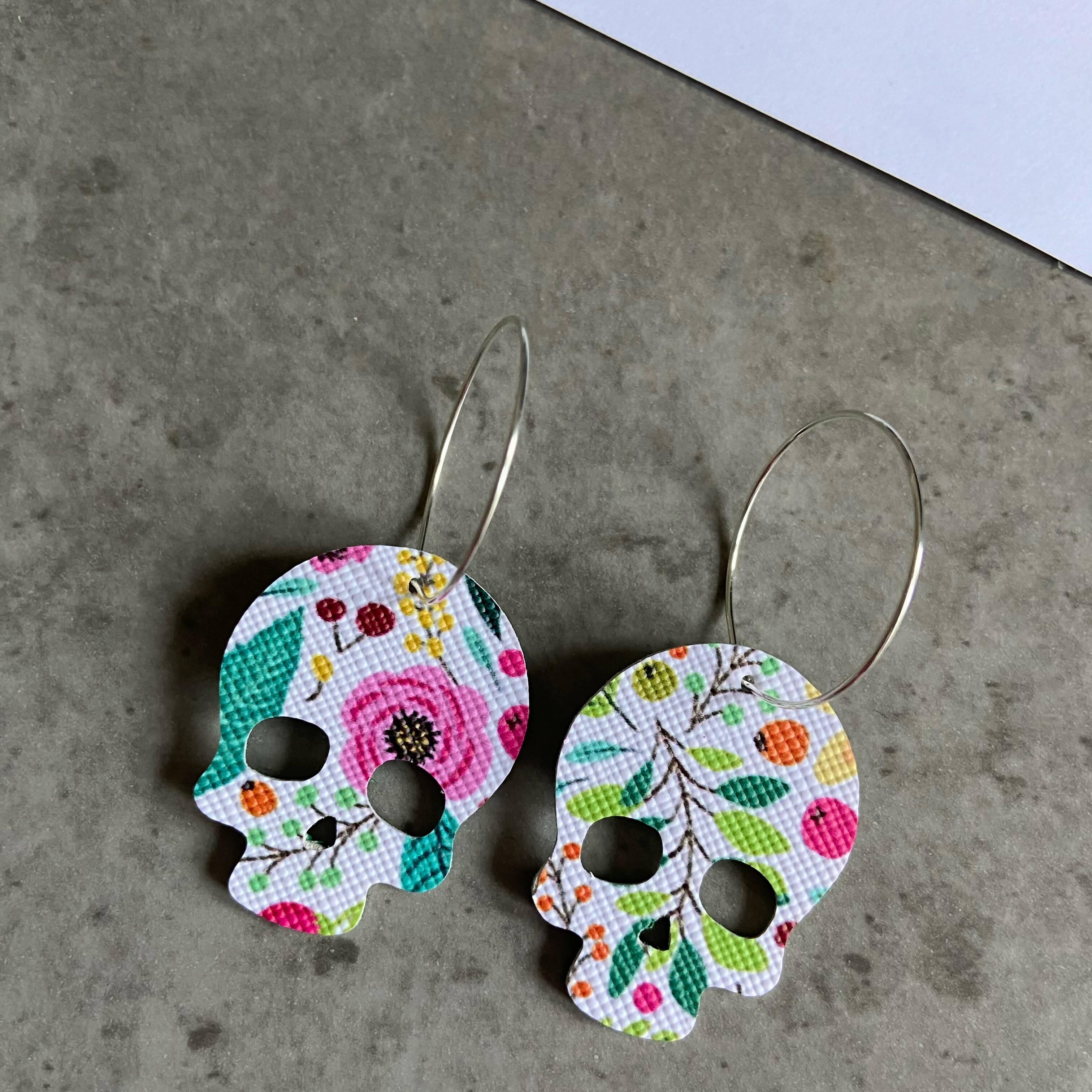 Flowery Skull Hoops